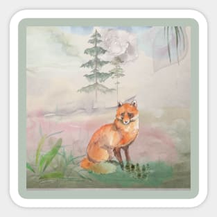 fox watercolor Sticker